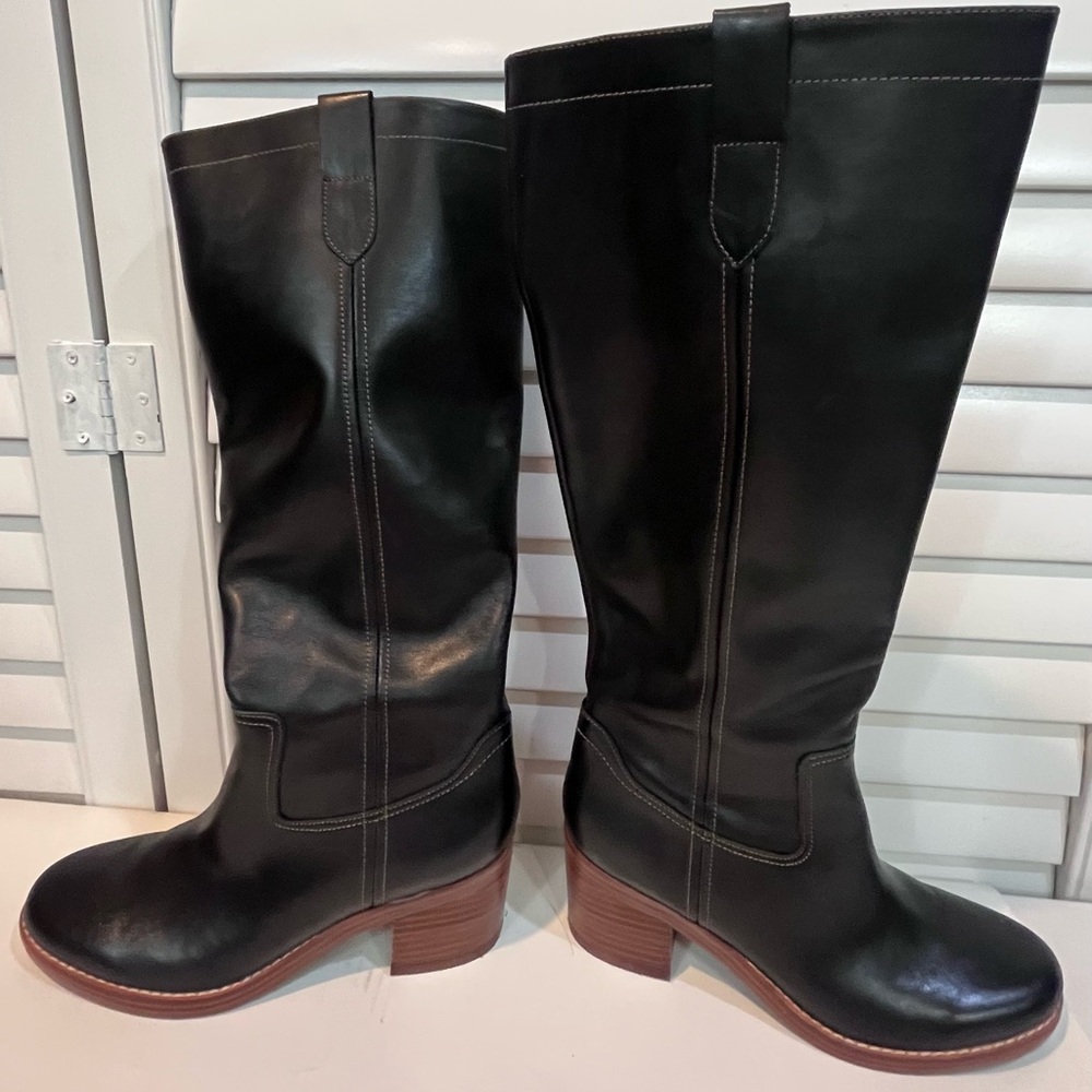 Nine West Hecee Leather Block Heel Boots size 8.5 - Picture 5 of 8